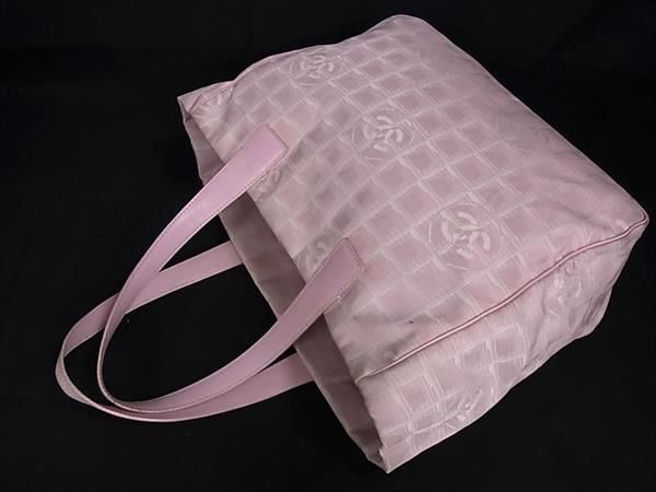 1円 CHANEL シャネル ココマーク ニュートラベルライン ナイロンキャンバス×レザー トートバッグ ショルダー 肩掛け ピンク系 AX6617_画像3