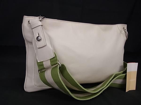 1 иен # превосходный товар # BALLY Bally кожа сумка на плечо плечо .. портфель женский слоновая кость серия AX6644
