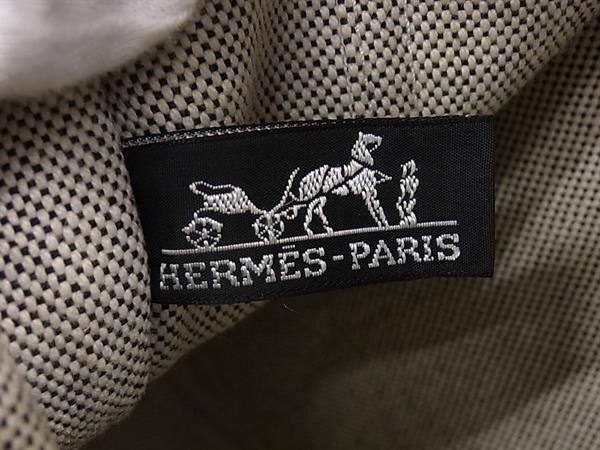 1円 HERMES エルメス ニューフールトゥMM キャンバス シルバー金具 ハンドバッグ トート レディース ライトグレー系 FB0733_画像6