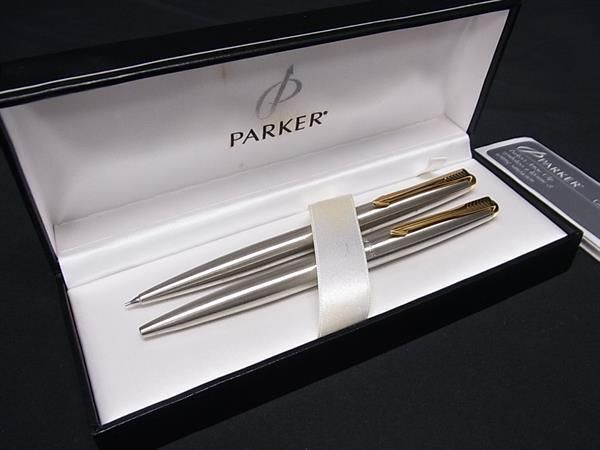 1円 ■極美品■ PARKER パーカー ボールペン シャープペンシル 筆記用具 文房具 ステーショナリー 2点セット シルバー系 AZ3461_画像1