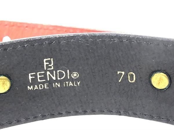 1円 ■美品■ FENDI フェンディ レザー ベルト 表記サイズ 70 レディース メンズ レッド系 BK1692_画像4