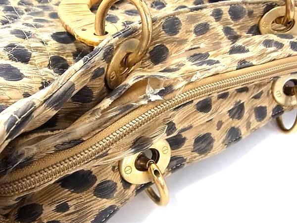 1 иен ChristianDior Dior reti Dior kana -ju нейлон Leopard 2WAY ручная сумочка плечо оттенок коричневого AX3687