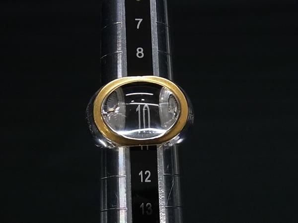 1円 ■美品■ Baccarat バカラ クリスタルガラス リング 指輪 アクセサリー 約10号 メンズ レディース クリア×ゴールド系 FA1943_画像3