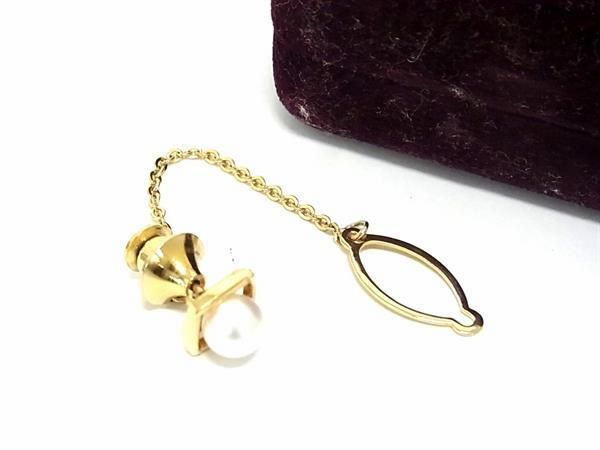 1円 ■美品■ MIKIMOTO ミキモト 本真珠 アコヤ真珠 パール 約6.5mm ネクタイピン タイクリップ アクセサリー メンズ ゴールド系 BL0463_画像1