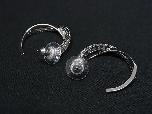 1円 ■美品■ SWAROVSKI スワロフスキー ラインストーン ピアス アクセサリー レディース シルバー系 AW9193_画像2