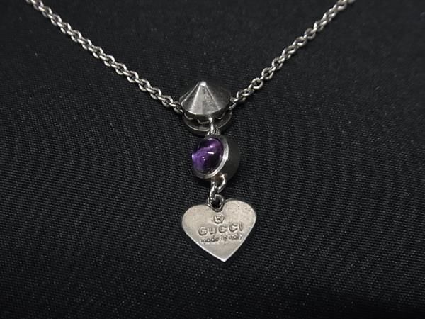 1 jpy # beautiful goods # GUCCI Gucci amethyst Heart necklace pendant accessory lady's silver group × purple series FA7168