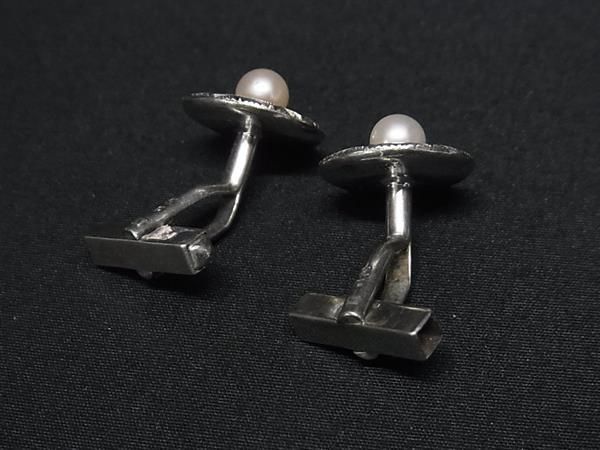 1円 MIKIMOTO ミキモト 本真珠 アコヤ真珠 パール 約5mm SV925 カフスボタン カフリンクス アクセサリー メンズ 紳士 シルバー系 AZ3832_画像2