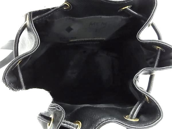 1円 ■美品■ MCM エムシーエム レザー 巾着型 リュックサック バッグパック レディース ブラック系 BL0579_画像5