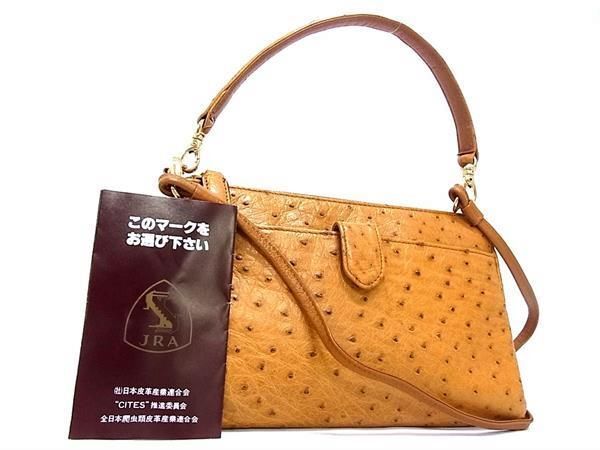 1 иен # первоклассный # подлинный товар #JRA легализация # как новый # Ostrich one руль 2WAY Cross корпус плечо ручная сумочка оттенок коричневого FA8003