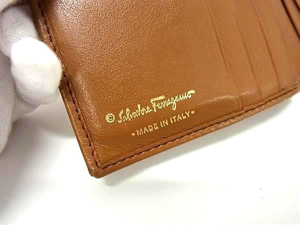 1 иен # прекрасный товар # Salvatore Ferragamo Ferragamo gun chi-ni кожа двойной бумажник бумажник . inserting кошелек для мелочи . оттенок коричневого AX6718