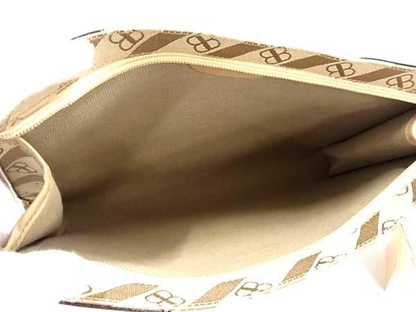 1 иен # как новый # BALENCIAGA Balenciaga Vintage парусина × кожа клатч ручная сумочка оттенок бежевого AX6590