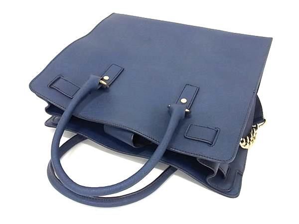 1 иен # прекрасный товар # MICHAEL KORS Michael Kors кожа 2WAY ручная сумочка плечо плечо .. женский темно-синий серия AX6604