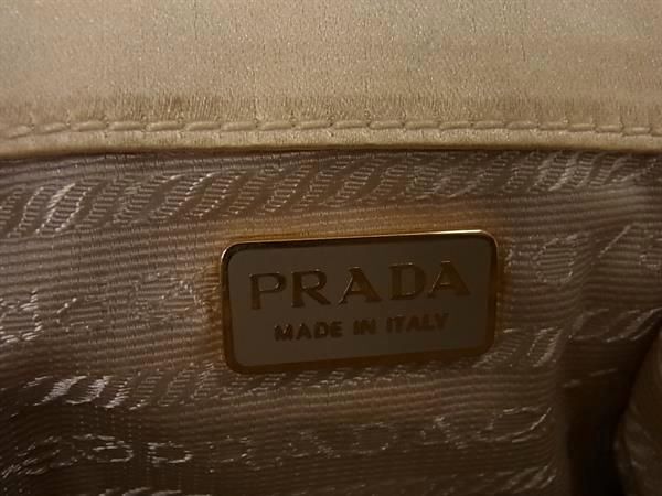 1円 PRADA プラダ サテン ワンハンドル ハンドバッグ ミニバッグ レディース クリーム系 AY3380_画像6