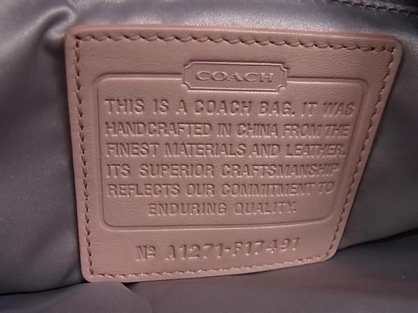 1円 ■極美品■ COACH コーチ F17491 シグネチャー キャンバス×レザー ワンショルダーバッグ ハンドバッグ ベージュ系×ピンク系 AY3489_画像6