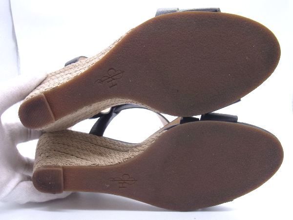 # beautiful goods # COLE HAAN Cole Haan leather heel sandals declared size 5 1/2( approximately 22.5cm) shoes shoes black group × beige group DD3199