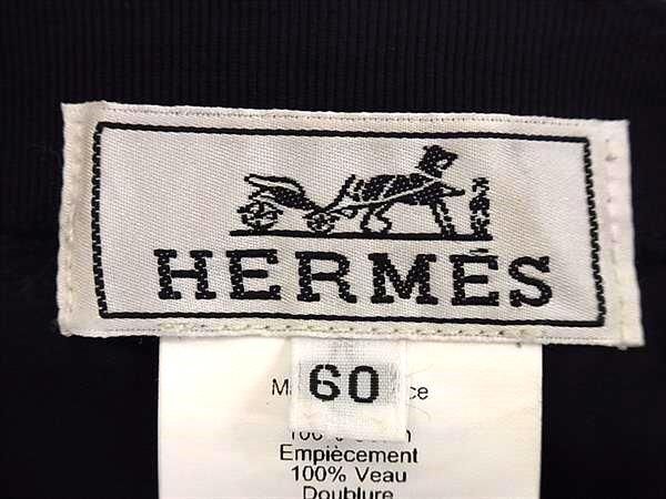 1円 HERMES エルメス セリエボタン コットン100% シルバー金具 キャップ 帽子 表記サイズ 60 レディース メンズ ブラック系 FC4089_画像5
