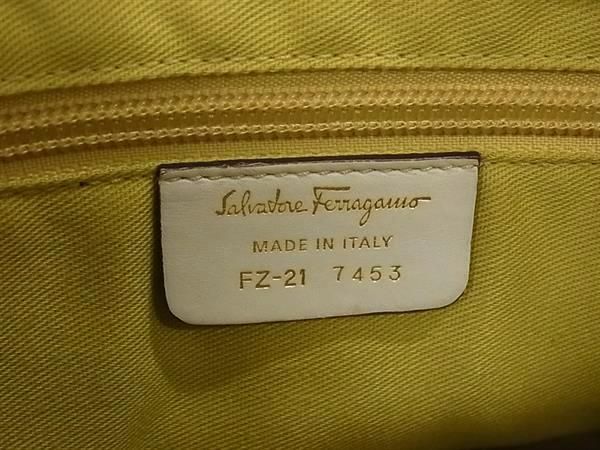 1円 ■美品■ Salvatore Ferragamo フェラガモ FZ-21 7453 ガンチーニ レザー トートバッグ ショルダー レディース アイボリー系 AZ1258_画像6