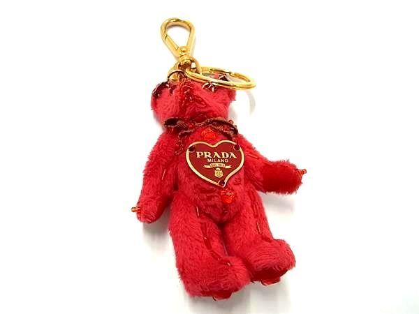 1 jpy # beautiful goods # PRADA Prada teddy bear .. color stone key holder key ring charm lady's red group × gold group AW8236