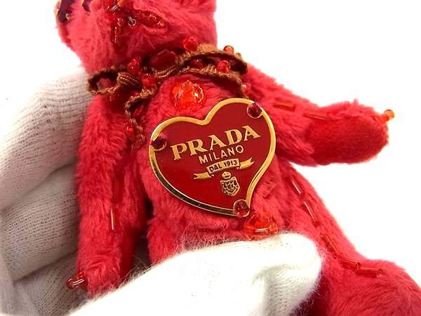 1 jpy # beautiful goods # PRADA Prada teddy bear .. color stone key holder key ring charm lady's red group × gold group AW8236