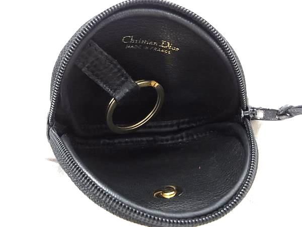 1円 ■美品■ ChristianDior クリスチャンディオール ヴィンテージ レザー コインケース コインパース 小銭入れ ブラック系 AW8148_画像3