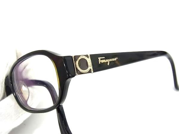 1円 ■美品■ Salvatore Ferragamo フェラガモ SF2709A 53□16 214 140 ガンチーニ べっ甲調 度入り メガネ 眼鏡 ダークブラウン系 FA6433_画像3