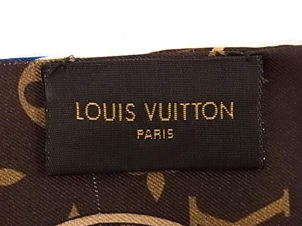 1円 LOUIS VUITTON ルイヴィトン M72395 バンドー モノグラム トランクス シルク100% ツイリー リボンスカーフ ブラウン系 AW8777_画像3