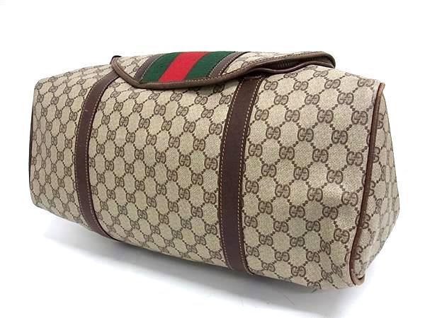 1円 GUCCI グッチ オールドグッチ ヴィンテージ GGスプリーム GG柄 PVC ボストンバッグ トラベルバッグ 旅行かばん ベージュ系 AZ2284_画像4