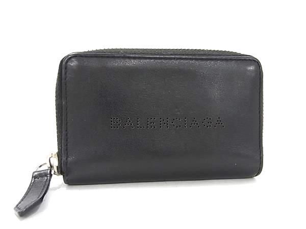 1円 ■美品■ BALENCIAGA バレンシアガ 458607 レザー コインケース コインパース 小銭入れ カード入れ ブラック系 BK1669_画像1