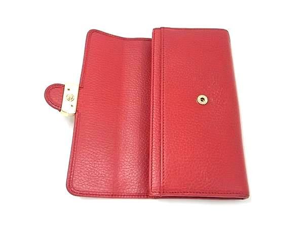 1円 ■美品■ GUCCI グッチ 615524 525040 インターロッキングG レザー 二つ折り 長財布 ウォレット レディース レッド系 FB0761_画像3