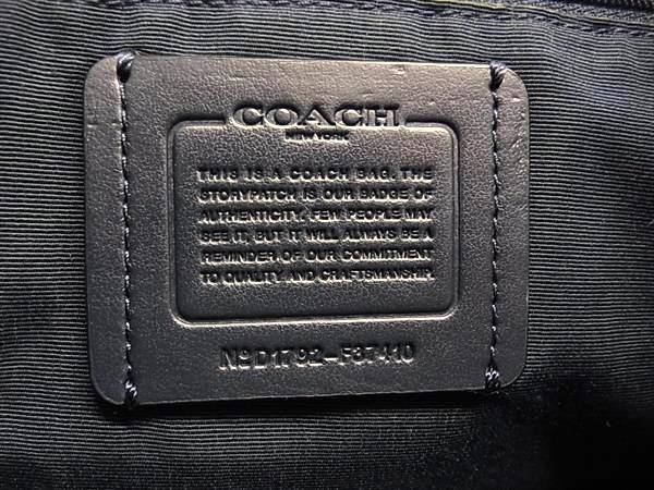 1円 ■美品■ COACH コーチ F37410 ビリー レザー 巾着型 ターンロック リュックサック バックパック レディース ネイビー系 AY3646_画像6