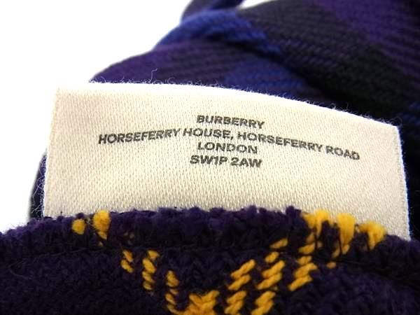 1 jpy # beautiful goods # BURBERRY Burberry cotton 100% check pattern tote bag shoulder shoulder .. lady's men's purple series AZ4258