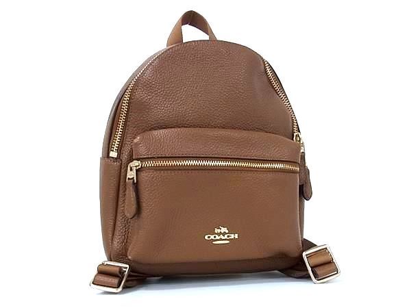 1円 ■美品■ COACH コーチ F38263 ミニ チャーリー レザー リュックサック バックパック レディース ブラウン系 AY3675_画像1