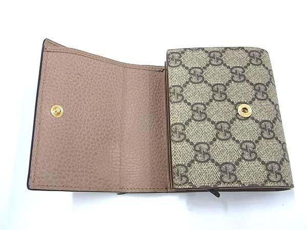 1円 GUCCI グッチ 598587 2184 GGマーモント GG柄 レザー×PVC 二つ折り 財布 ウォレット 小銭入れ 札入れ ベージュ系×ブラウン系 FB0786_画像3