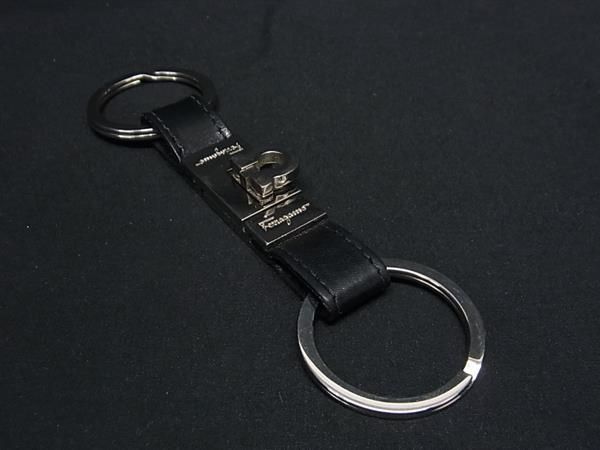 1円 ■美品■ Salvatore Ferragamo フェラガモ ガンチーニ キーホルダー キーリング バッグチャーム ブラック系×シルバー系 AZ3612_画像1