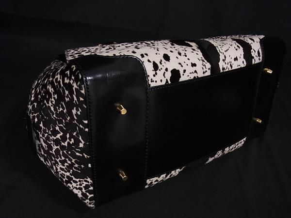 1 иен # превосходный товар # BURBERRY Burberry - lako× кожа Leopard леопардовая расцветка 2WAY ручная сумочка плечо оттенок белого × оттенок черного AY4908