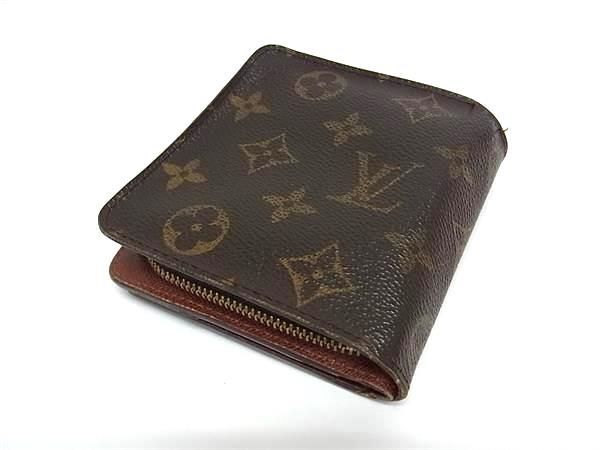 1円 LOUIS VUITTON ルイヴィトン M61667 モノグラム コンパクトジップ 二つ折り 財布 ウォレット 小銭入れ 札入れブラウン系 AY4767_画像2