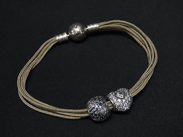 1 иен # превосходный товар # PANDORA хлеб гонг SV925 стразы Heart браслет браслет аксессуары оттенок зеленого × оттенок серебра AY4234