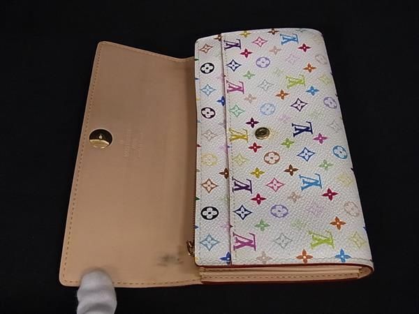 1円 LOUIS VUITTON ルイヴィトン M60004 モノグラムマルチカラー ポシェット ポルト モネ クレディ 二つ折り 長財布 アイボリー系 AY4539_画像3