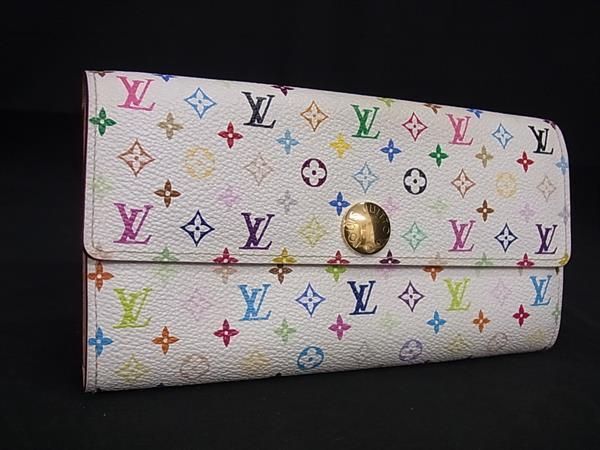 1円 LOUIS VUITTON ルイヴィトン M60004 モノグラムマルチカラー ポシェット ポルト モネ クレディ 二つ折り 長財布 アイボリー系 AY4539_画像1