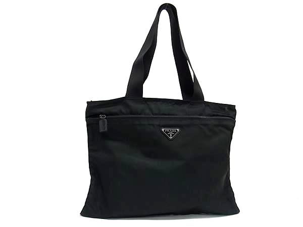 1円 PRADA プラダ テスートナイロン トートバッグ ショルダー 肩掛け レディース メンズ ブラック系 BK1790_画像1