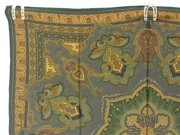 1円 ■美品■ ETRO エトロ ペイズリー柄 シルク100% スカーフ ストール レディース グリーン系 BG8694_画像2