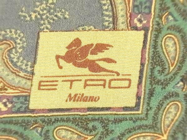 1円 ■美品■ ETRO エトロ ペイズリー柄 シルク100% スカーフ ストール レディース グリーン系 BG8694_画像4