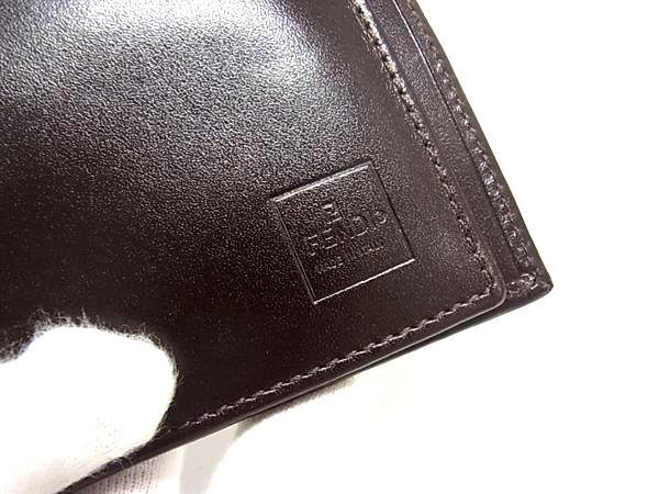 1円 ■極美品■ FENDI フェンディ ズッカ柄 キャンバス×レザー ホック 三つ折り 財布 ウォレット レディース メンズ ブラウン系 AW8124_画像7