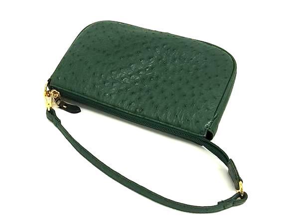 1 иен # первоклассный # подлинный товар # прекрасный товар # Ostrich one руль ручная сумочка женский оттенок зеленого AY3493