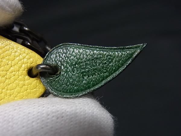 1 jpy # beautiful goods # HERMES Hermes fruit porutokre leather lemon key holder bag charm lady's men's yellow group AZ3787