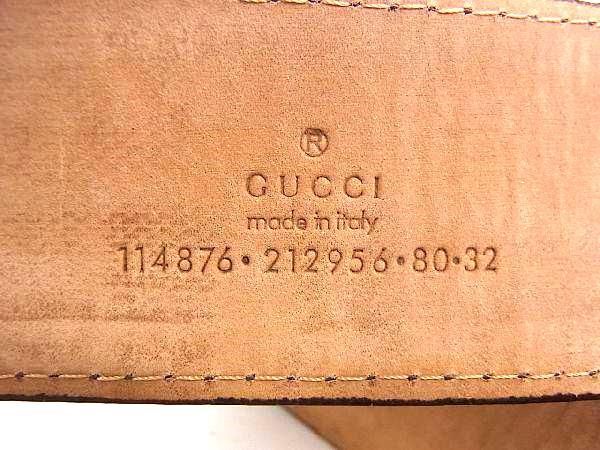 1円 ■美品■ GUCCI グッチ 114876 インターロッキングG GG柄 GGキャンバス×レザー ベルト ベージュ系×ブラウン系 AY3605_画像4