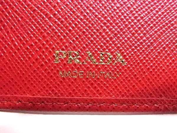 1円 PRADA プラダ 1PG222 サフィアーノレザー 6連 キーケース 鍵入れ レディース レッド系 AY4214_画像5