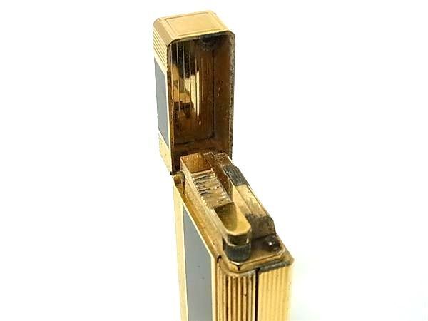 1円 S.T.Dupont エス・テー・デュポン ライン1 ラージ 高級ライター ローラーガスライター 喫煙グッズ ゴールド系×ブラック系 AZ2718_画像3