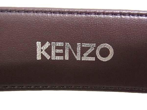 1円 ■極美品■ KENZO ケンゾー レザー シルバー金具 ゴールド金具 ベルト メンズ ブラウン系 AY2703_画像4