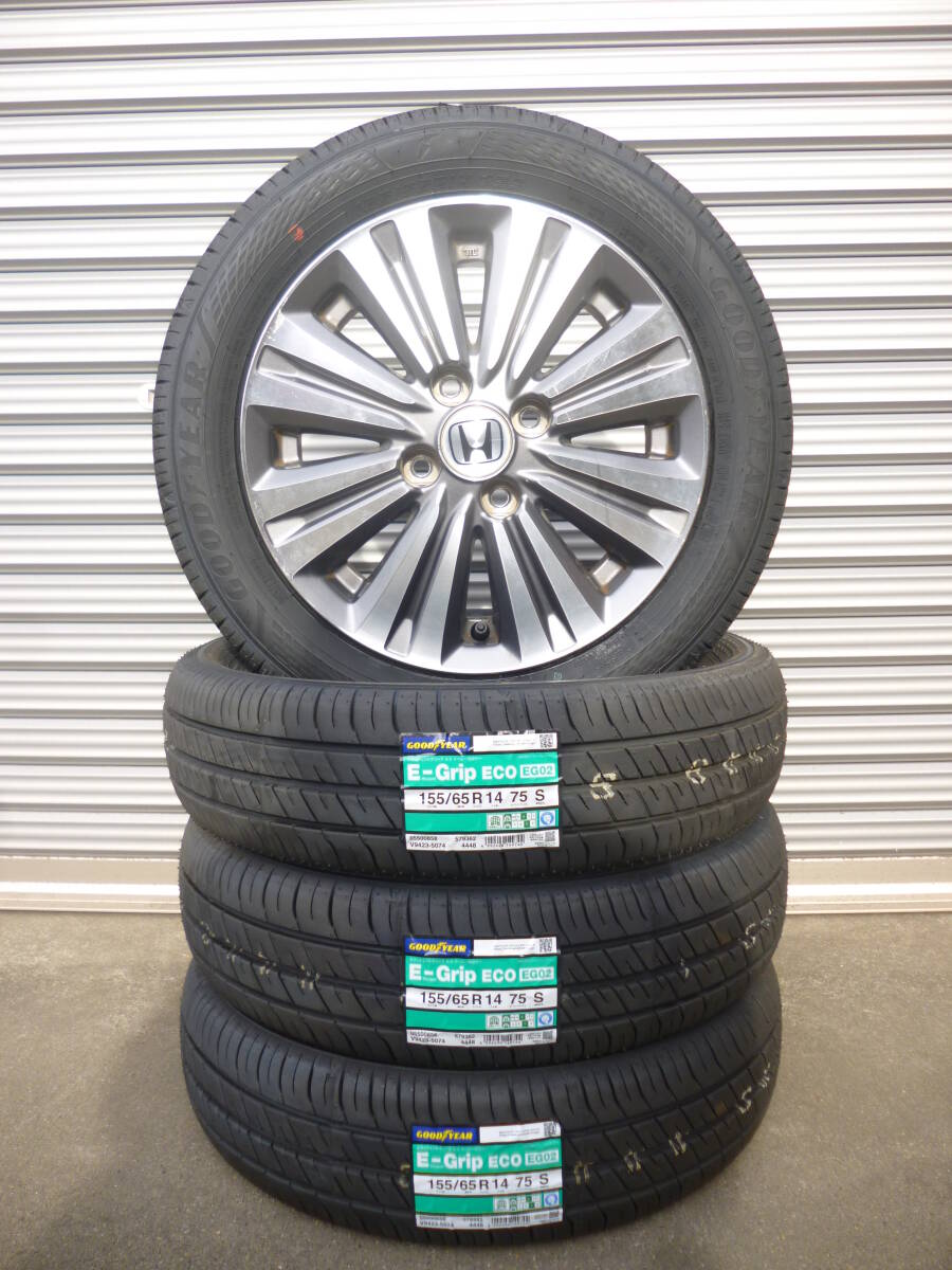 グッドイヤーEG02☆155/65R14☆中古ホンダ純正ホイールセット☆軽自動車・N-BOX・N-ONE・N-WGN_画像1